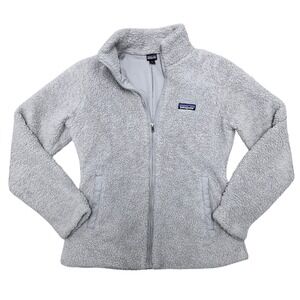 Patagonia Women's Full Zip Fleece Jacket Light Grey Sherpa Cozy Size Medium‎